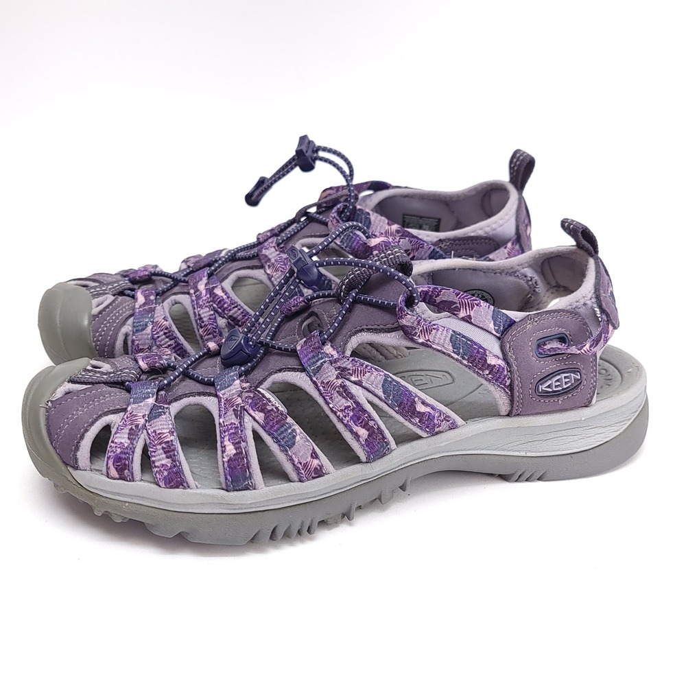 Keen Whisper Sandals Womens 9.5 Purple Floral Waterproof Hiking Water Shoes